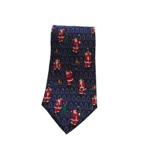 Christmas Santa Golf Necktie Blue Red White